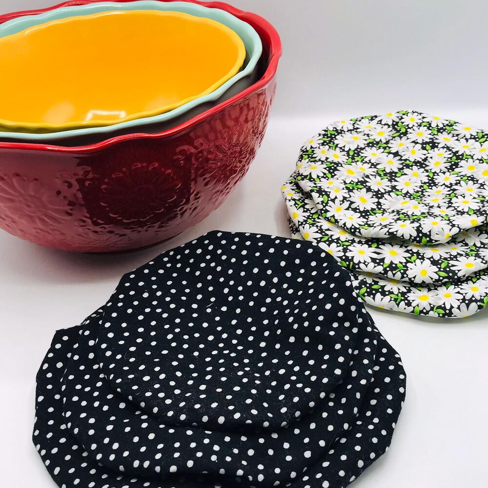 Cotton Bowl Cover For Sourdough, 3 Size Set, Reusable, Machine Washable Black